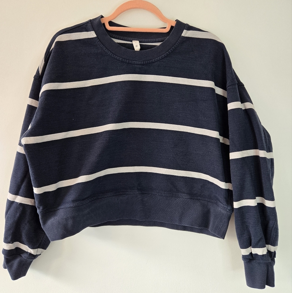 lululemon athletica Navy and White Striped Sweater